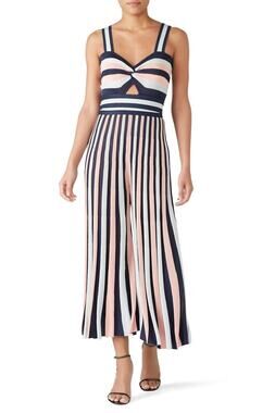 Temperley London Isabella Knit Pink Stripe Jumpsuit XS